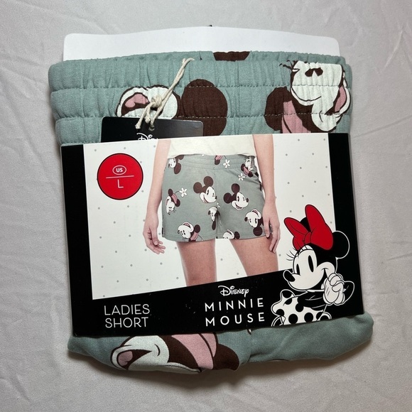 Minnie Mouse Cotton Shorts - Aldi Exclusive - Green - Large - NWT - Picture 1 of 2
